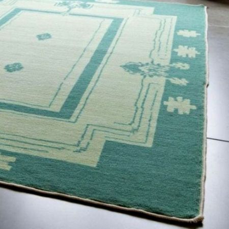 Teal Medallion Wool Rug
